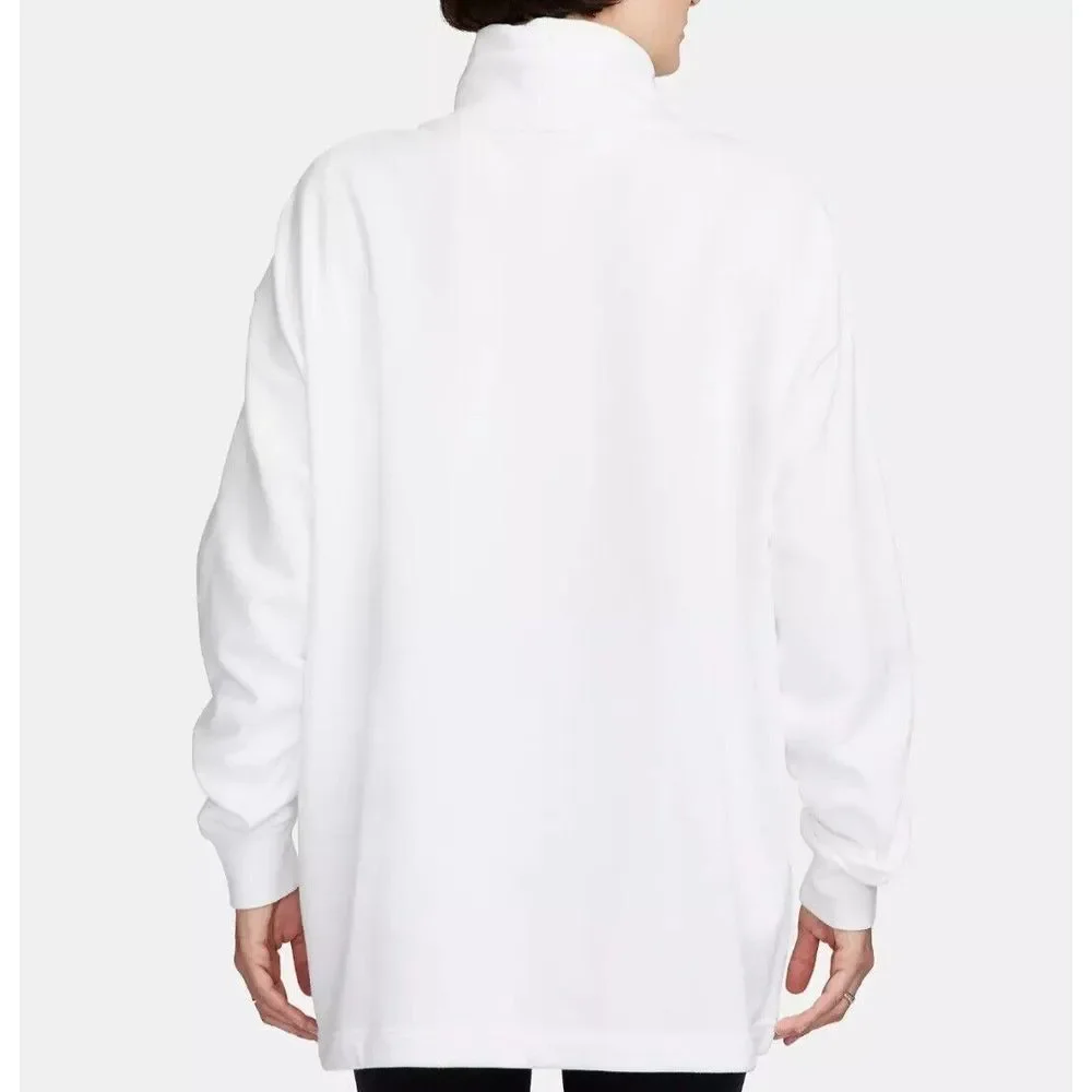 Nike Women's White Club Fleece Oversized Mock-Neck Sweatshirt Sz LARGE‎